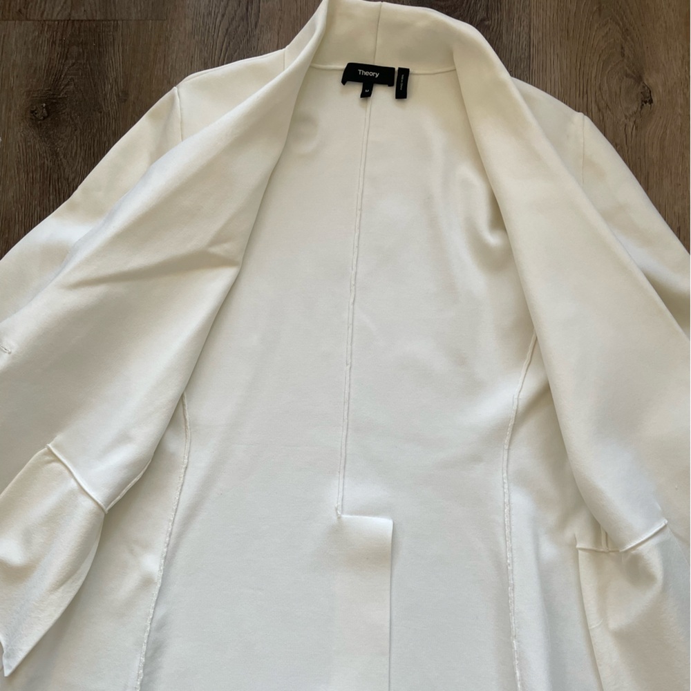 Theory Etiennette Knit Blazer White Jacket Womens Medium M Summer Officewear - Picture 10 of 12